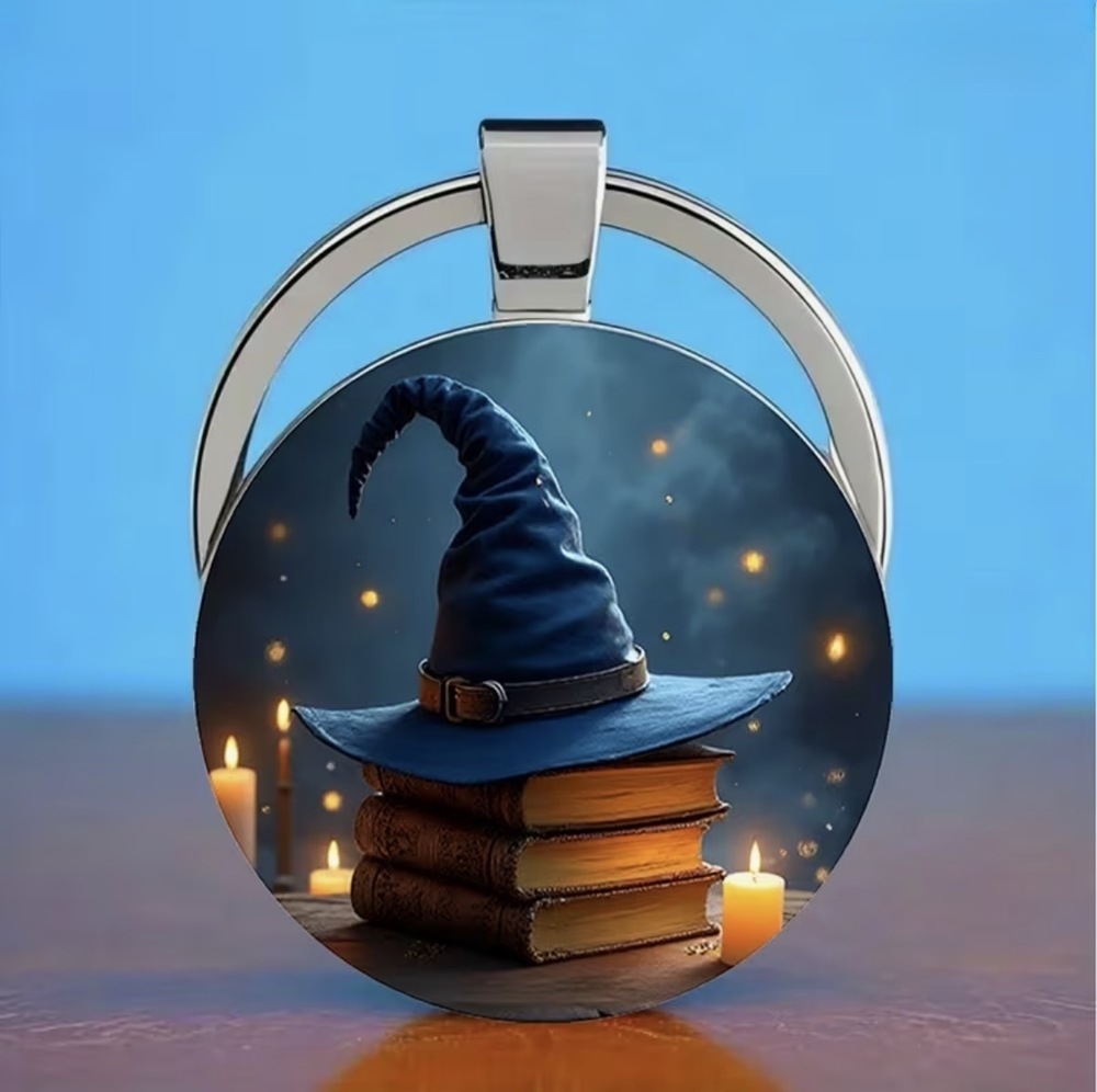 3/$25 Wizard Witch Hat & Books Keychain NEW